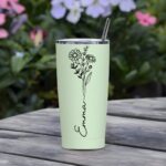 Embrace Your Story – Birth Flower & Name Travel Tumbler – A Cherished Companion for Her Special Moments - Image 4