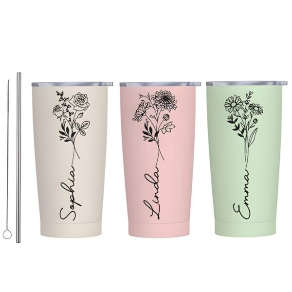 Personalized birth flower tumbler for special moments