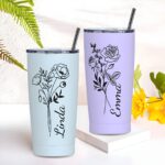 Celebrate Her Story – Custom Birth Flower Tumbler with Name – A Cherished Keepsake for Special Moments - Image 3