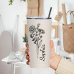 Celebrate Her Story – Custom Birth Flower Tumbler with Name – A Cherished Keepsake for Special Moments - Image 5