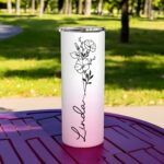 Embrace Your Birth Month's Bloom – Custom Floral Skinny Tumbler – A Cherished Keepsake for Sisters & Friends - Image 4