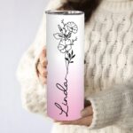 Embrace Your Birth Month's Bloom – Custom Floral Skinny Tumbler – A Cherished Keepsake for Sisters & Friends - Image 6