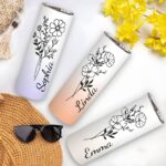 Embrace Every Sip – Custom Birth Flower Stainless Steel Tumbler – A Thoughtful Keepsake for Her Special Moments - Image 2