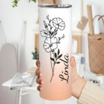 Embrace Every Sip – Custom Birth Flower Stainless Steel Tumbler – A Thoughtful Keepsake for Her Special Moments - Image 5