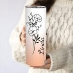Embrace Every Sip – Custom Birth Flower Stainless Steel Tumbler – A Thoughtful Keepsake for Her Special Moments - Image 6