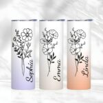 Embrace Every Sip – Custom Birth Flower Stainless Steel Tumbler – A Thoughtful Keepsake for Her Special Moments - Image 8