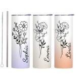 Custom birth flower tumbler for special moments