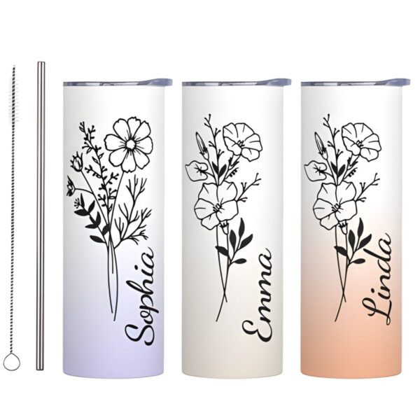 Custom birth flower tumbler for special moments