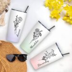 Embrace Every Sip – Birth Flower Gradient Travel Tumbler – A Cherished Keepsake for Loved Ones - Image 2