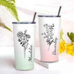 Embrace Every Sip – Birth Flower Gradient Travel Tumbler – A Cherished Keepsake for Loved Ones - Image 3