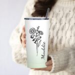 Embrace Every Sip – Birth Flower Gradient Travel Tumbler – A Cherished Keepsake for Loved Ones - Image 6