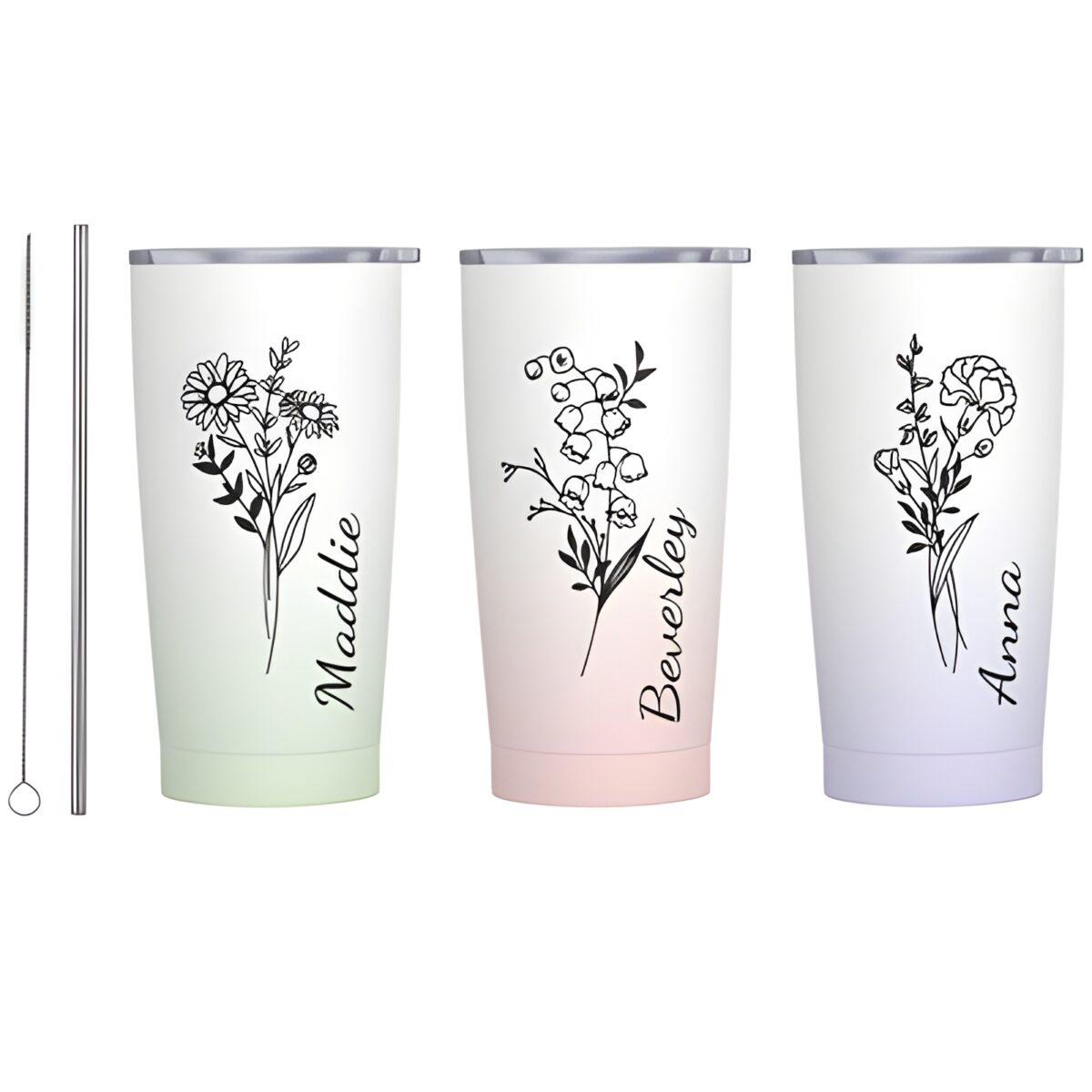 Personalized birth flower tumbler for cherished moments