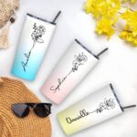 Celebrate Her Story – Birth Flower Gradient Tumbler with Name – A Cherished Keepsake for Sisters and Friends - Image 2