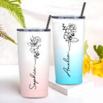 Celebrate Her Story – Birth Flower Gradient Tumbler with Name – A Cherished Keepsake for Sisters and Friends - Image 3