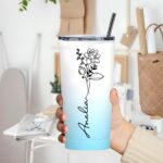 Celebrate Her Story – Birth Flower Gradient Tumbler with Name – A Cherished Keepsake for Sisters and Friends - Image 5