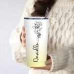 Celebrate Her Story – Birth Flower Gradient Tumbler with Name – A Cherished Keepsake for Sisters and Friends - Image 6