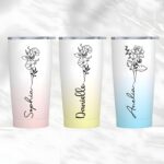 Celebrate Her Story – Birth Flower Gradient Tumbler with Name – A Cherished Keepsake for Sisters and Friends - Image 8