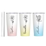 Personalized birth flower tumbler with name