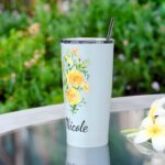 Embrace Your Birth Month’s Bloom – Watercolor Birth Flower Tumbler with Name – A Cherished Keepsake for Her Special Day - Image 4