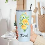 Embrace Your Birth Month’s Bloom – Watercolor Birth Flower Tumbler with Name – A Cherished Keepsake for Her Special Day - Image 5