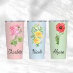 Embrace Your Birth Month’s Bloom – Watercolor Birth Flower Tumbler with Name – A Cherished Keepsake for Her Special Day - Image 8