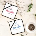 Personalized kitchen potholder set for heartfelt cooking
