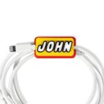 Personalized 3D printed USB cable with brick name tag