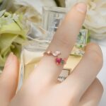 Embrace Nature's Sparkle – Delicate Floral Gemstone Open Ring – A Tender Token for Her - Image 3