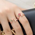 Embrace Nature's Sparkle – Delicate Floral Gemstone Open Ring – A Tender Token for Her - Image 4