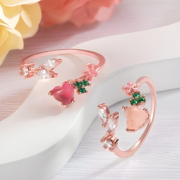 Delicate floral gemstone open ring for her