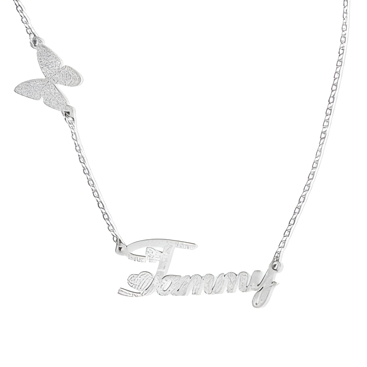 Custom name necklace with butterfly pendant for her