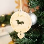 Celebrate Your Dog's First Christmas – Custom Wooden Silhouette Ornament – For Cherished Pet Lovers - Image 3