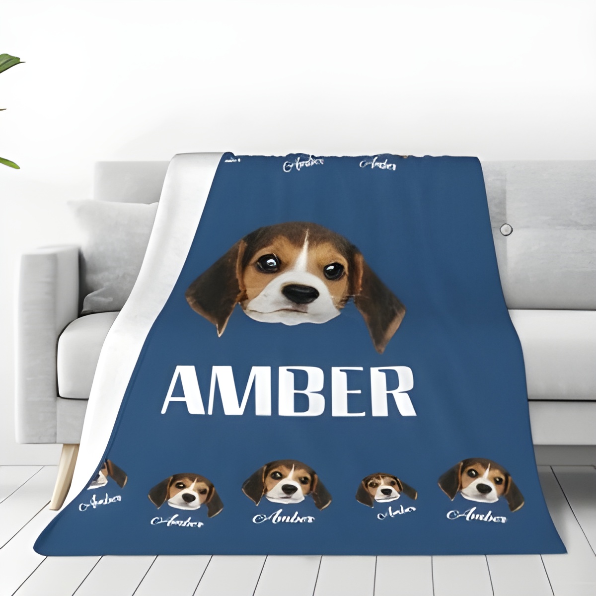 Custom pet name photo blanket for pet lovers