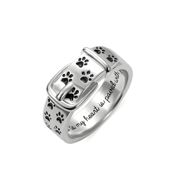 Pet collar ring with pawprint for cherished animal friends