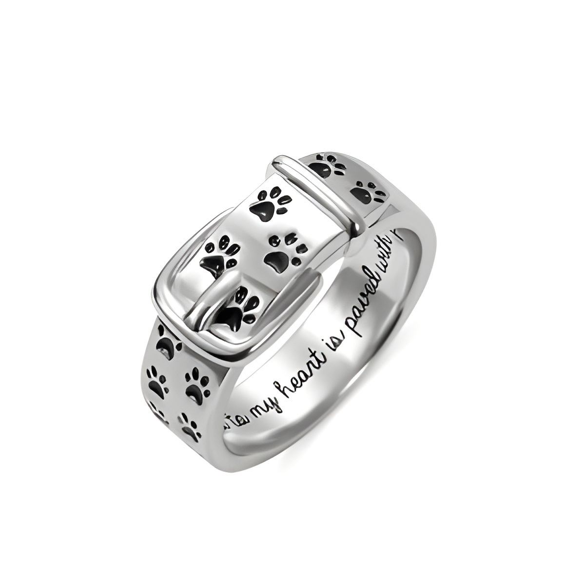 PJ05_featured Pet collar ring with pawprint for cherished animal friends