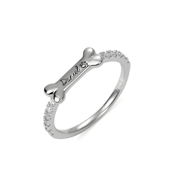 Bone-shaped name ring for dog lovers