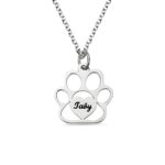 Heartfelt pet name necklace with pawprint design