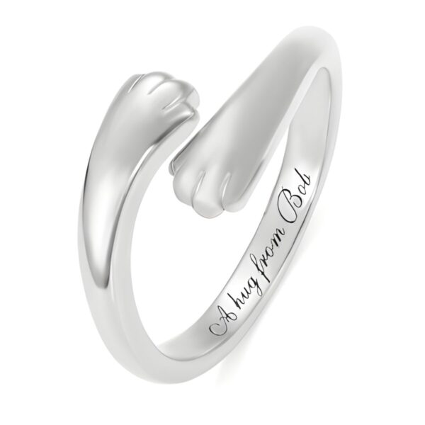 Sterling Silver Cat Paw Hug Ring for cat lovers