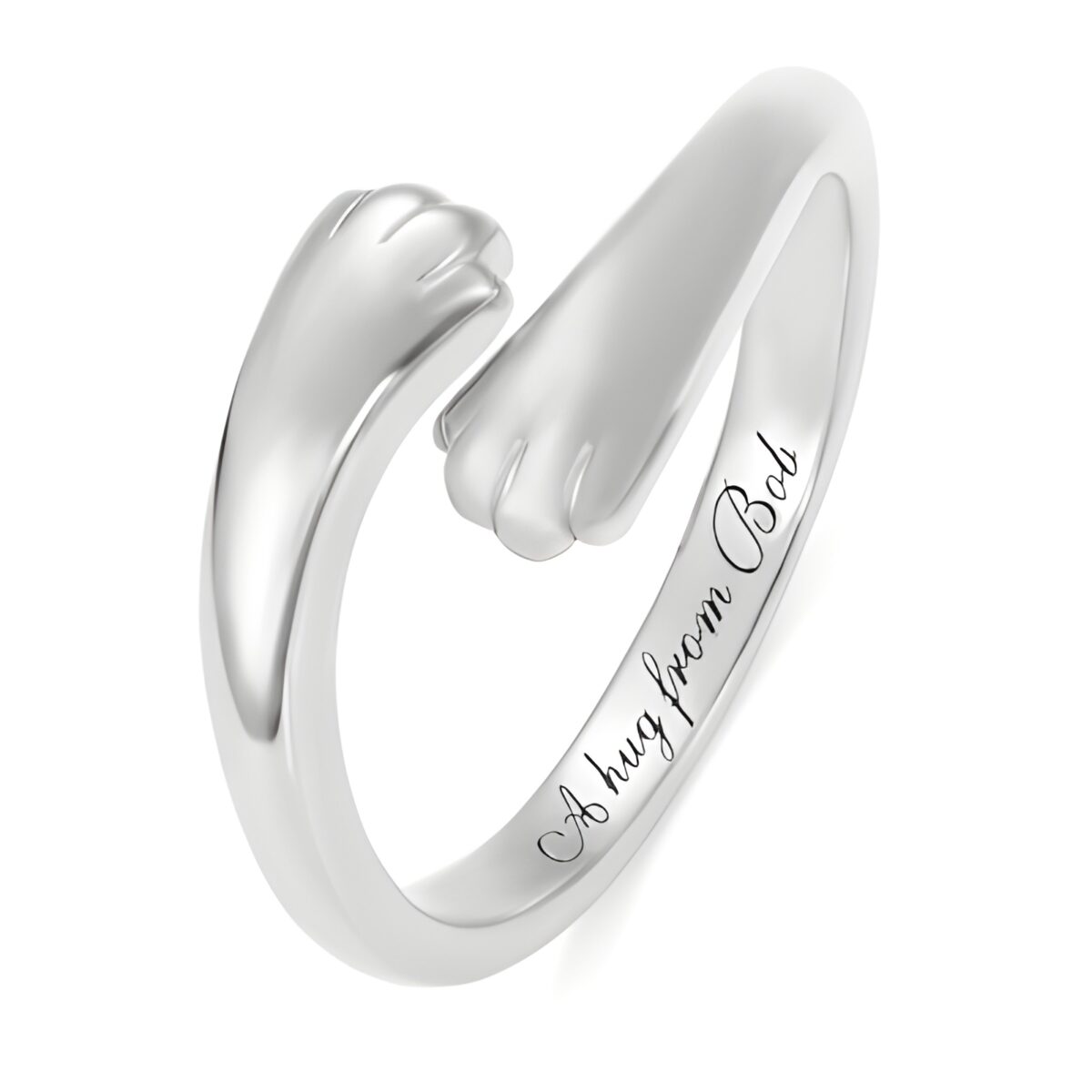 Sterling Silver Cat Paw Hug Ring for cat lovers