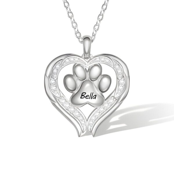 Angel wings pet paw necklace for cherished pet lovers