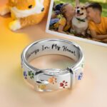 Carry Their Love Forever – Custom Pet Memory Ring with Rainbow Paw Print – For Cherished Pet Lovers - Image 2