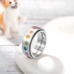 Carry Their Rainbow Spirit – Spinner Ring with Paw Prints – For Cherishing Pet Memories and Calm Moments - Image 3