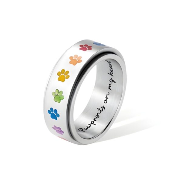 Spinner ring with paw prints for pet lovers