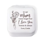 Personalized birth flower jewelry travel case for her