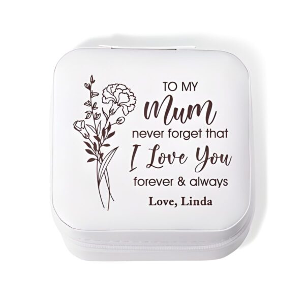 Personalized birth flower jewelry travel case for her