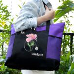 Carry Confidence to Work with a Personalized Birth Flower Nurse Tote Bag – Custom Canvas Handbag with Mesh Pocket for Medical Professionals - Image 8