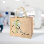 Carry Compassion with a Personalized Nurse Tote Bag – Custom Birth Flower & Stethoscope Design in Rustic Burlap - Image 4