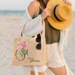 Carry Compassion with a Personalized Nurse Tote Bag – Custom Birth Flower & Stethoscope Design in Rustic Burlap - Image 5