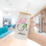 Stay Inspired with a Personalized Nurse Tumbler – Custom Birth Flower & Stethoscope Design with Bamboo Lid and Straw - Image 2