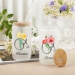 Stay Inspired with a Personalized Nurse Tumbler – Custom Birth Flower & Stethoscope Design with Bamboo Lid and Straw - Image 3